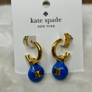Kate Spade M&M's Blue Charm Huggies Cuff Earrings